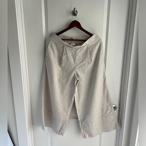 LINEN-BLEND WIDE-LEG CROPPED PANT | WOMENS MEDIUM